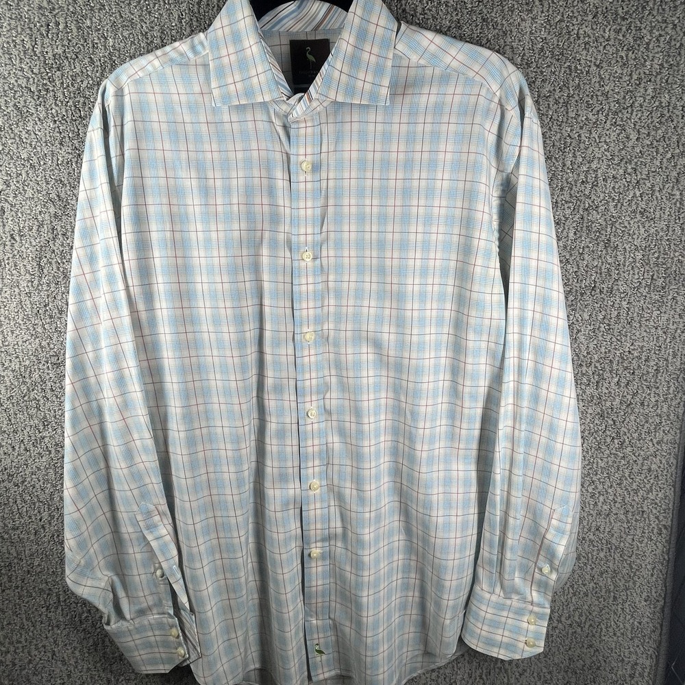 Tailorbyrd Mens Long Sleeve Button Down Shirt Yellow Blue Colorful Plaid M EUC